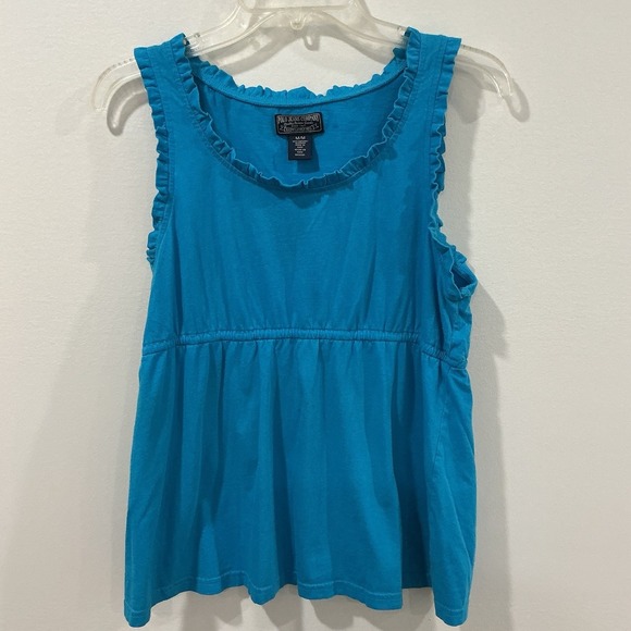 Ralph Lauren Tops - Ralph Lauren Polo Jeans Tank Shirt Womens Medium Blue Ruffle Pullover Sleeveless